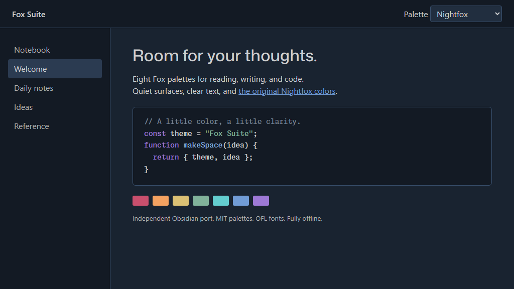 Nightfox palette preview