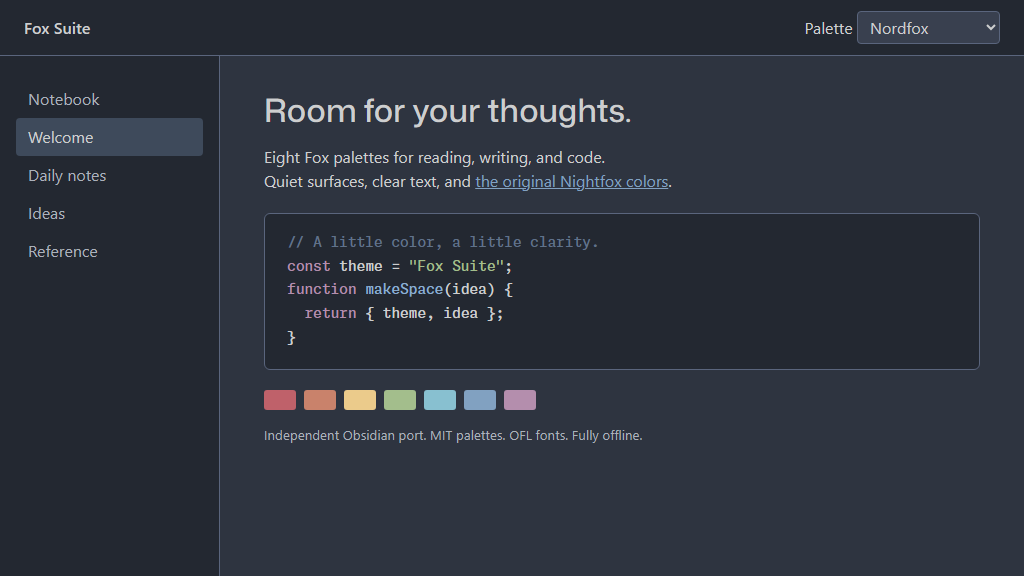 Nordfox palette preview