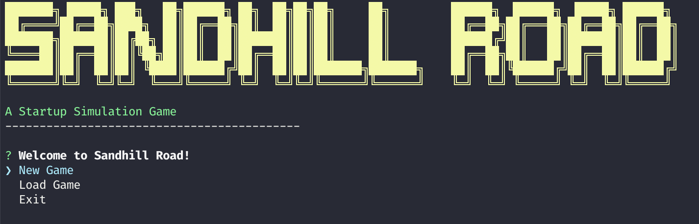 Sandhill Road Title Screen