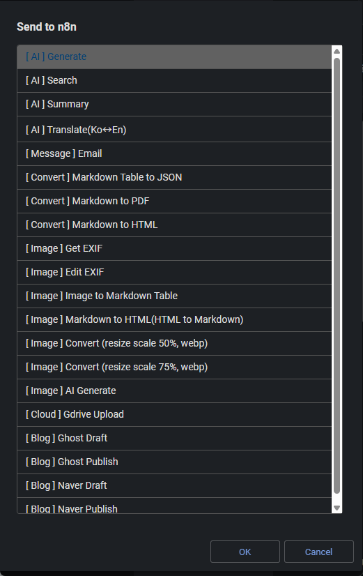 Screenshot: Webhook Send Dialog