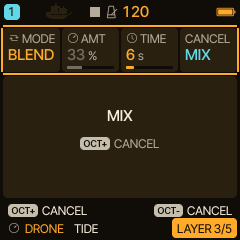 Actual BLEND transition display