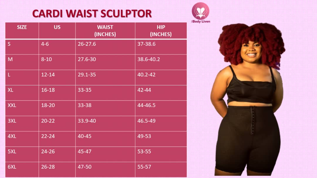 Cardi waist sculptor Size Guide