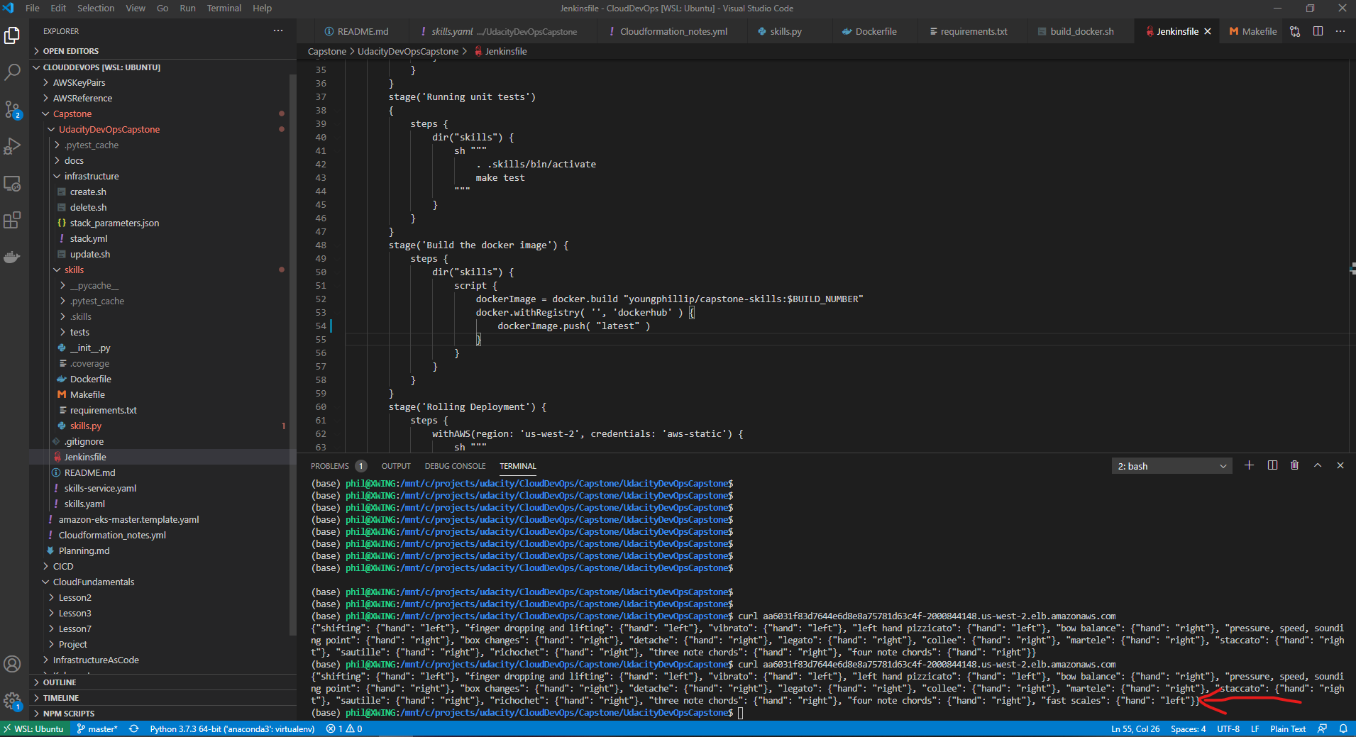 Output after deployment