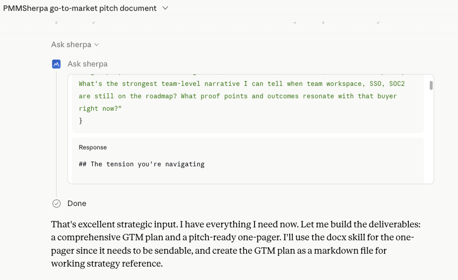 PMM Sherpa running in Claude.ai