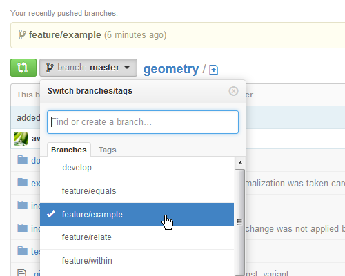 Fork branches list