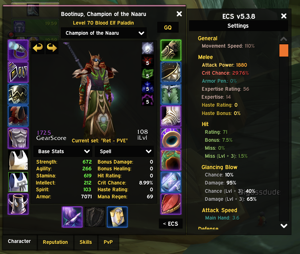 ECS with ElvUI skinning enabled
