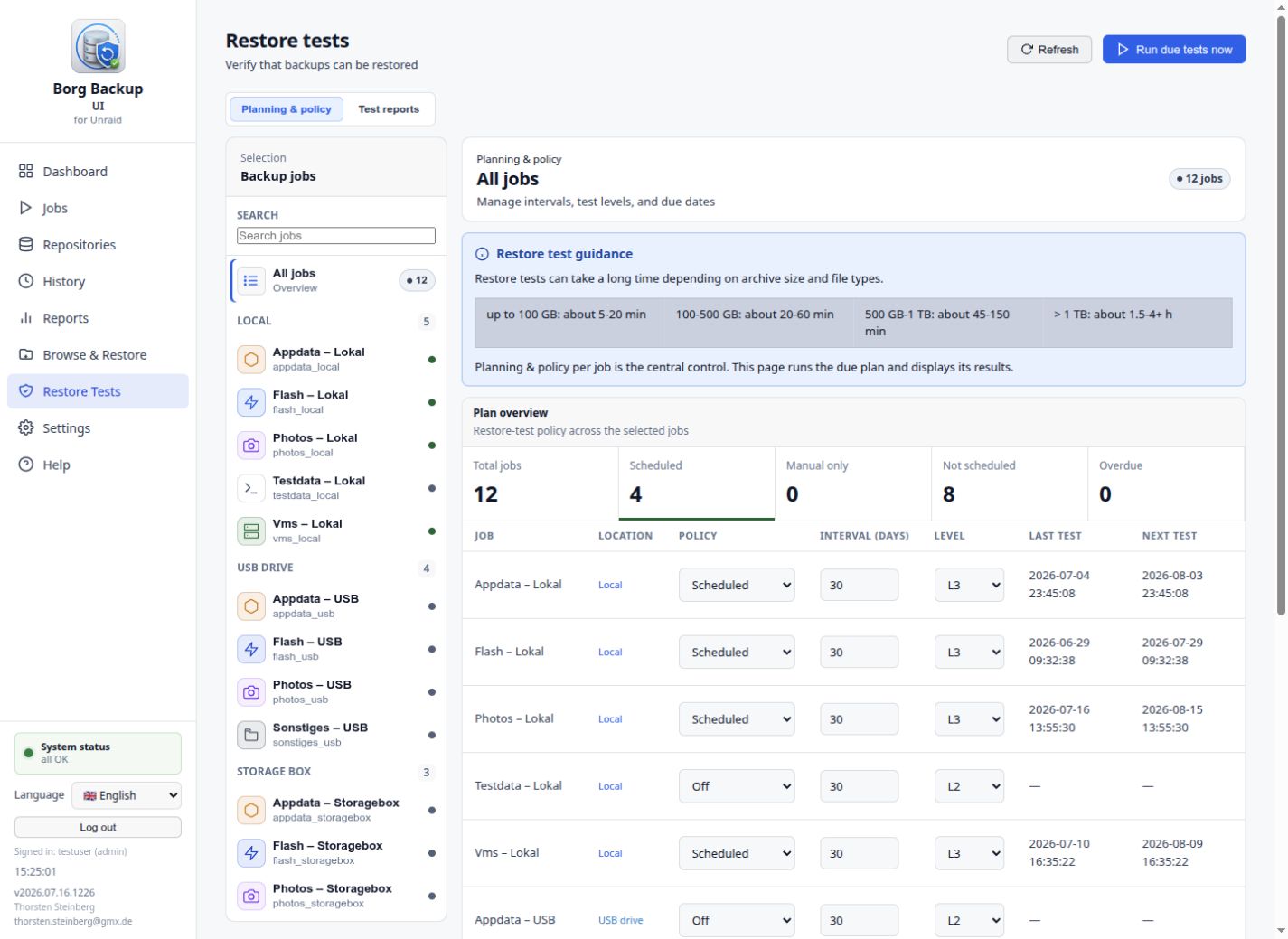 Restore test plan