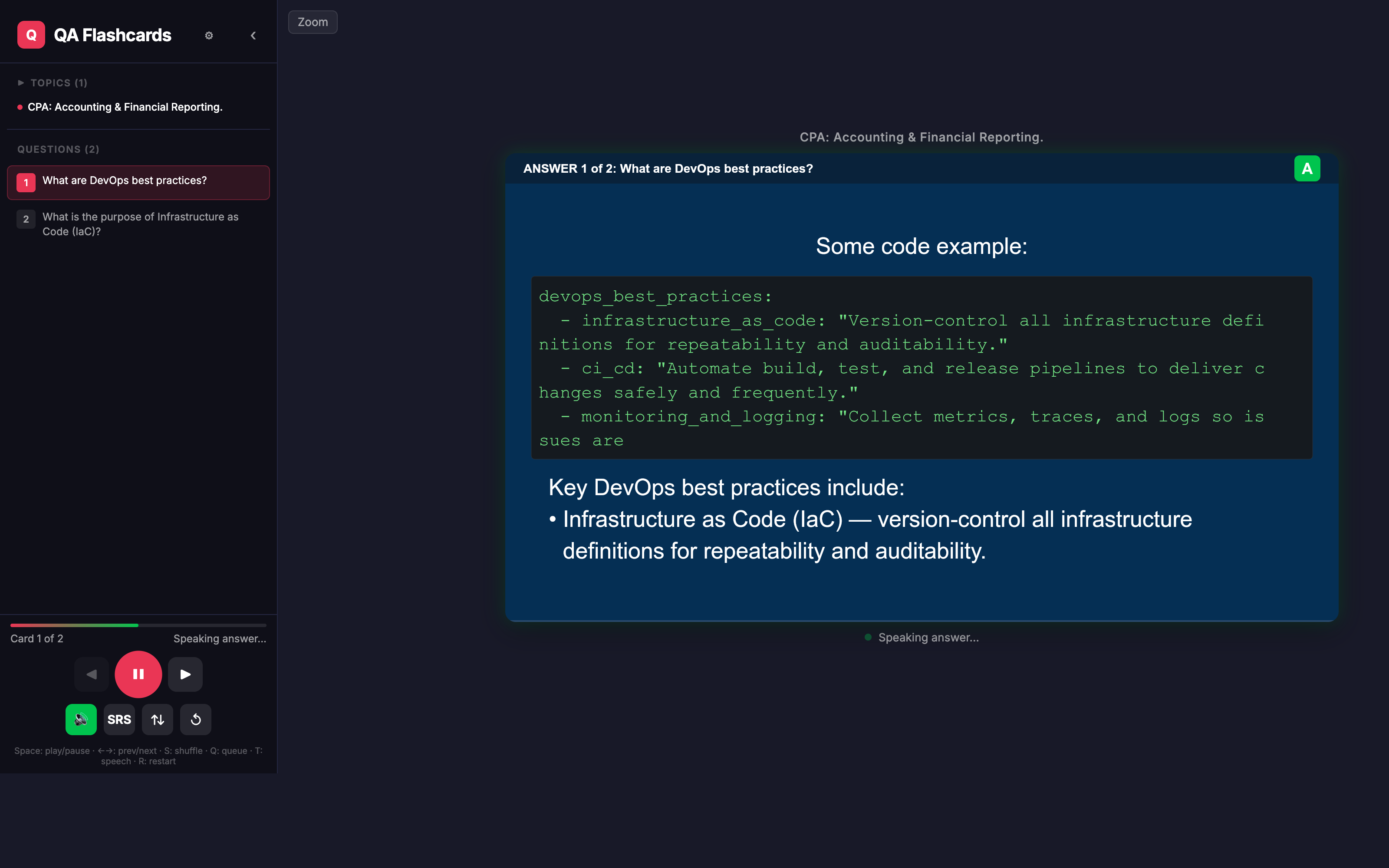 QA Video serve mode screenshot