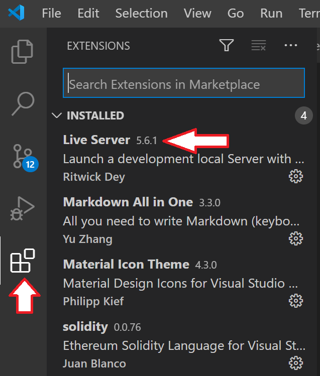 Add Live Server Extension