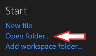 Open Folder in Visual Studio Code