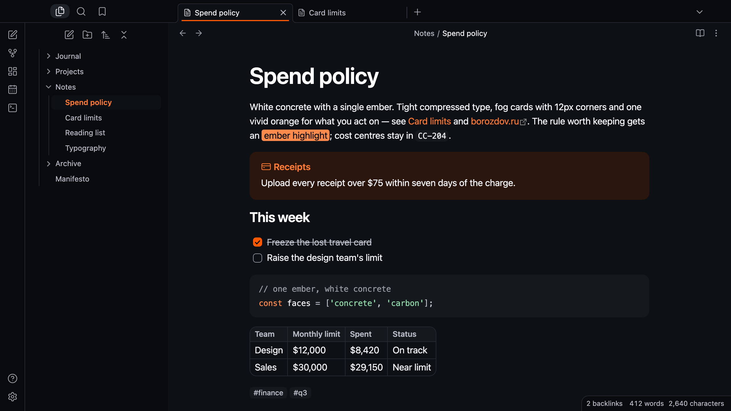 Borozdov Flint in dark mode