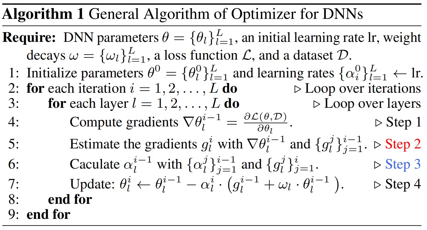 General Algorithm of Optimizer for DNNs