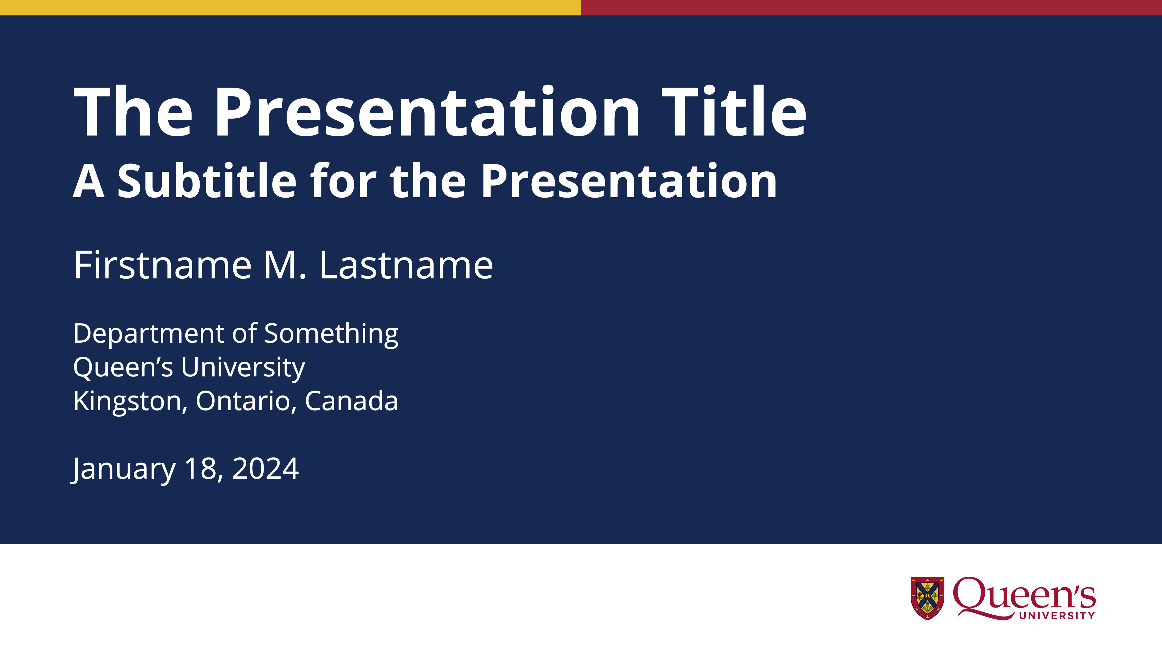 Queen's University Title Slide Example