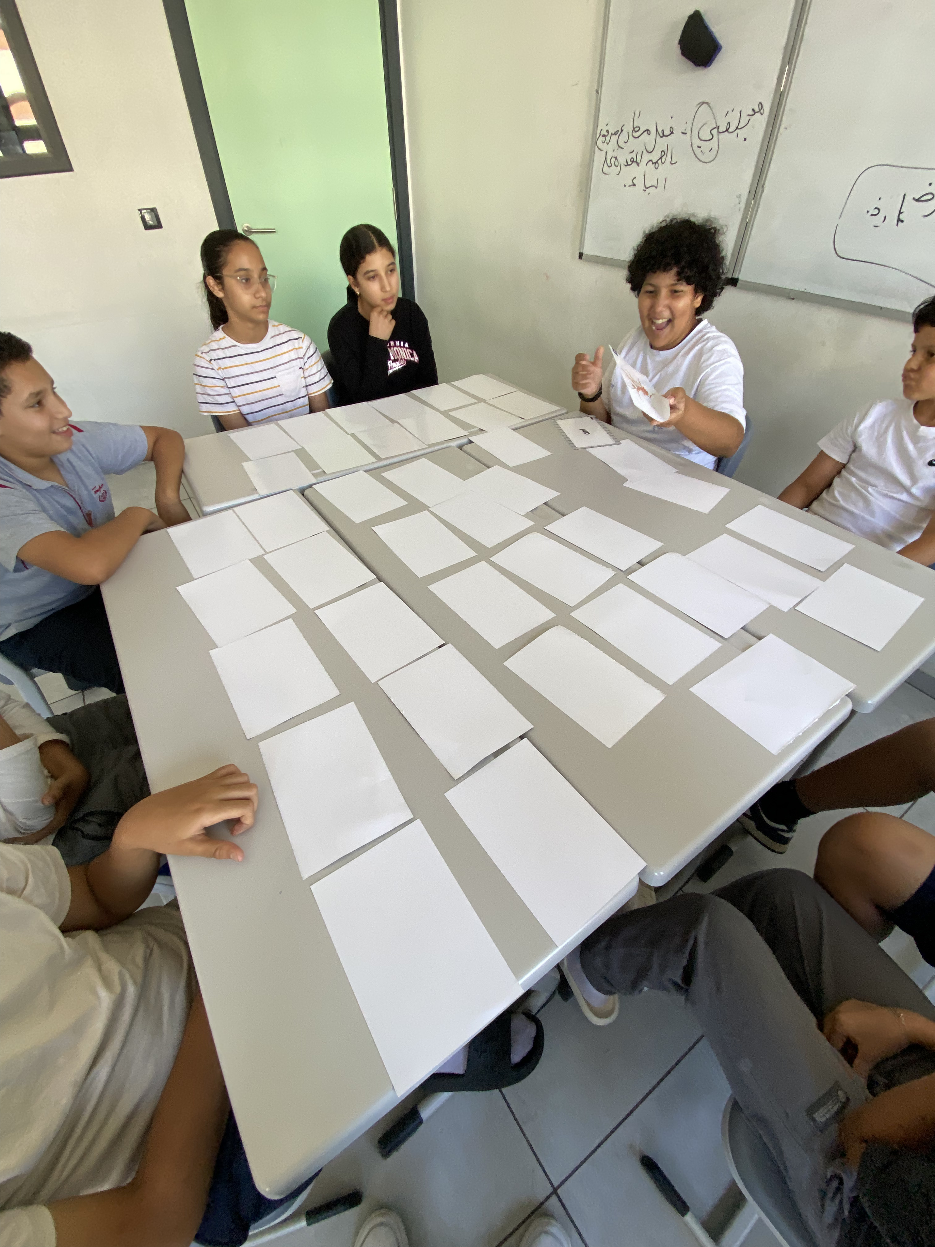 Students playing memory game