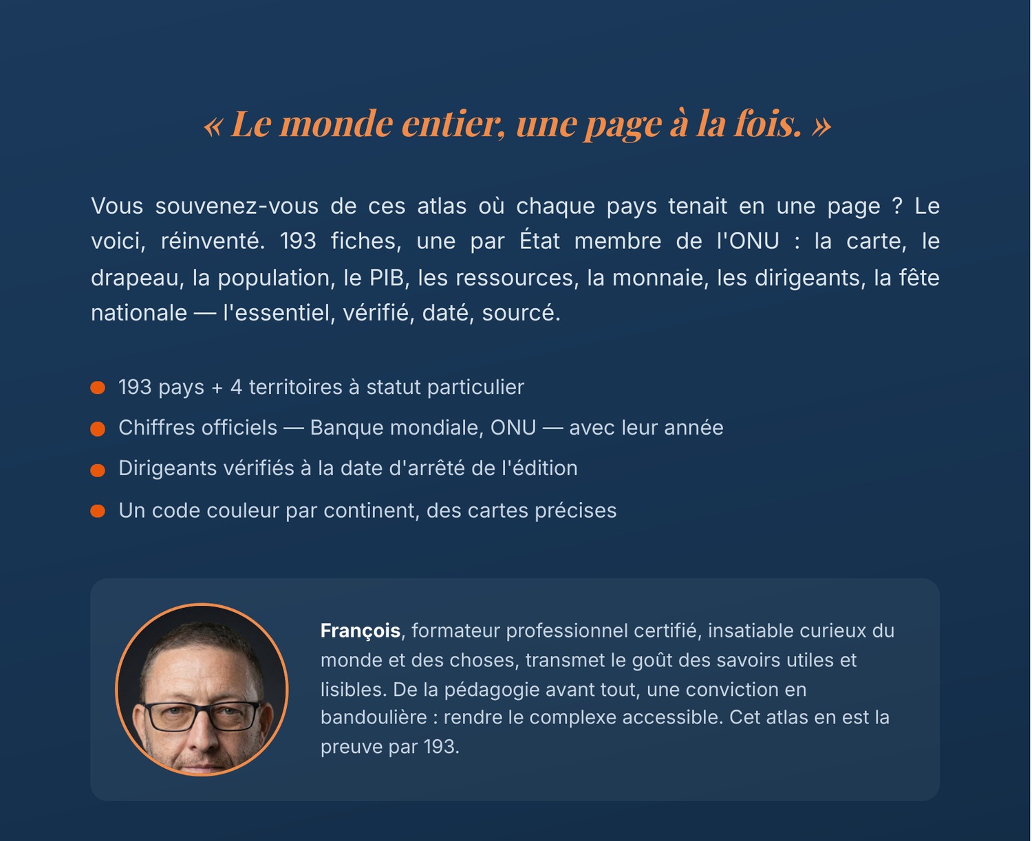 Quatrième de couverture de l'Atlas économique mondial, avec la présentation de François Schoonheere