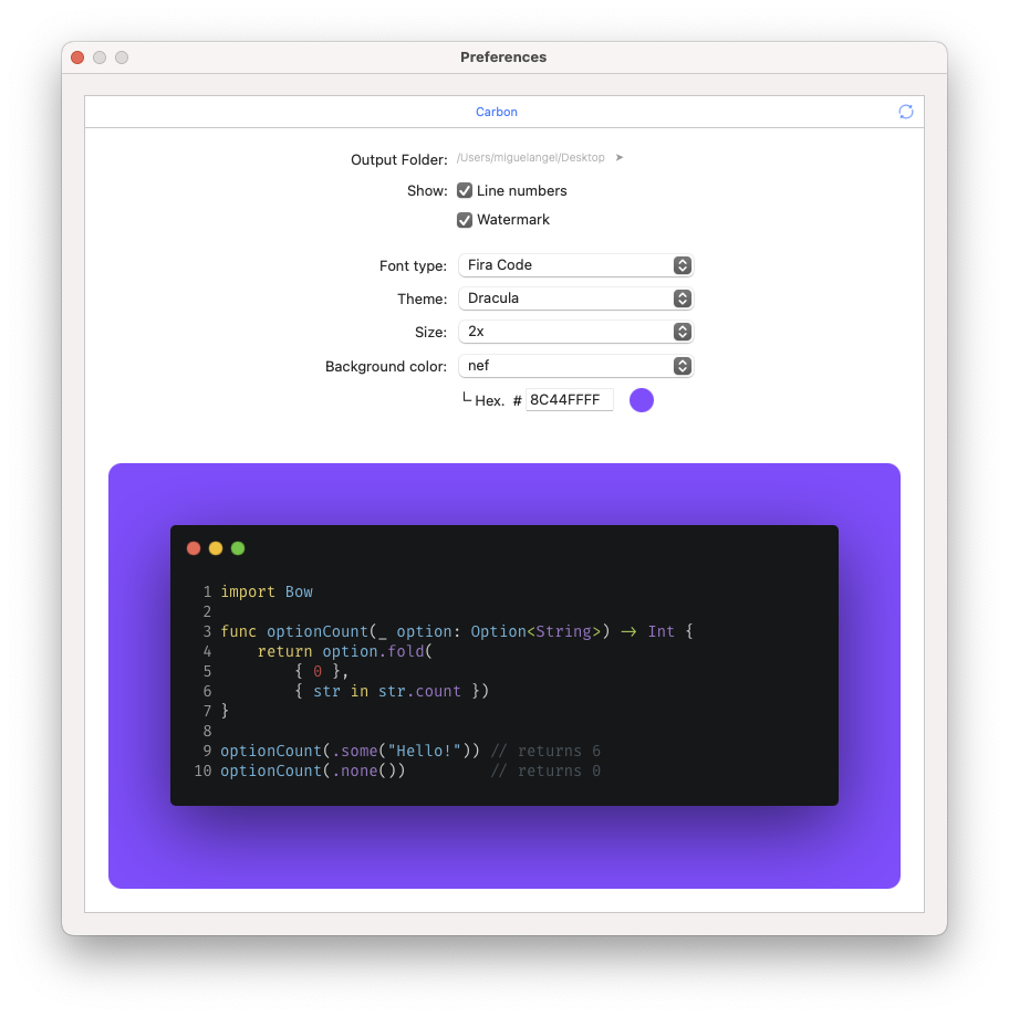 nef: preferences Xcode extension