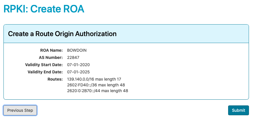 ARIN Submit ROA