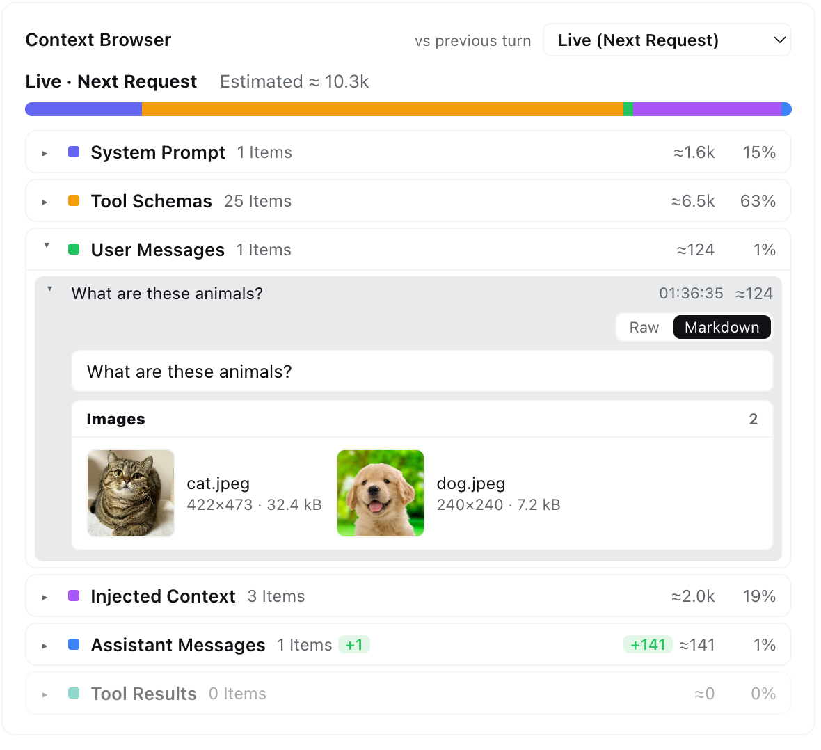 Context browser rendering image attachments
