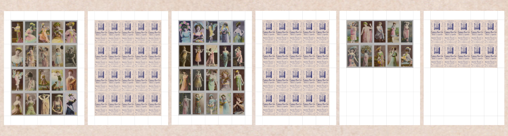 Print banner, Godfrey Phillips Ltd. cigarette cards, Beautiful Women, W. I. Series.