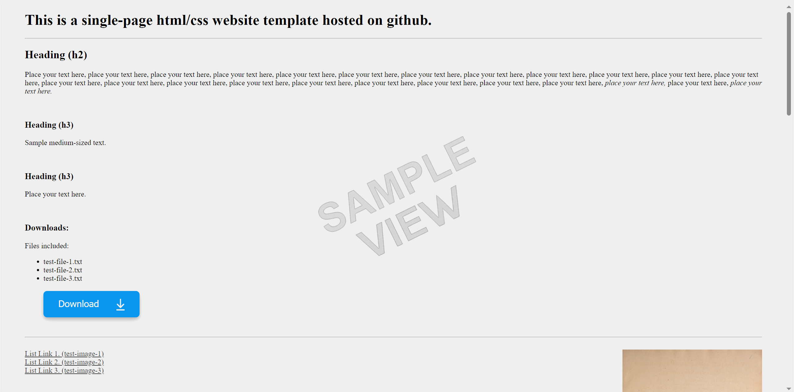 A simple single page website template