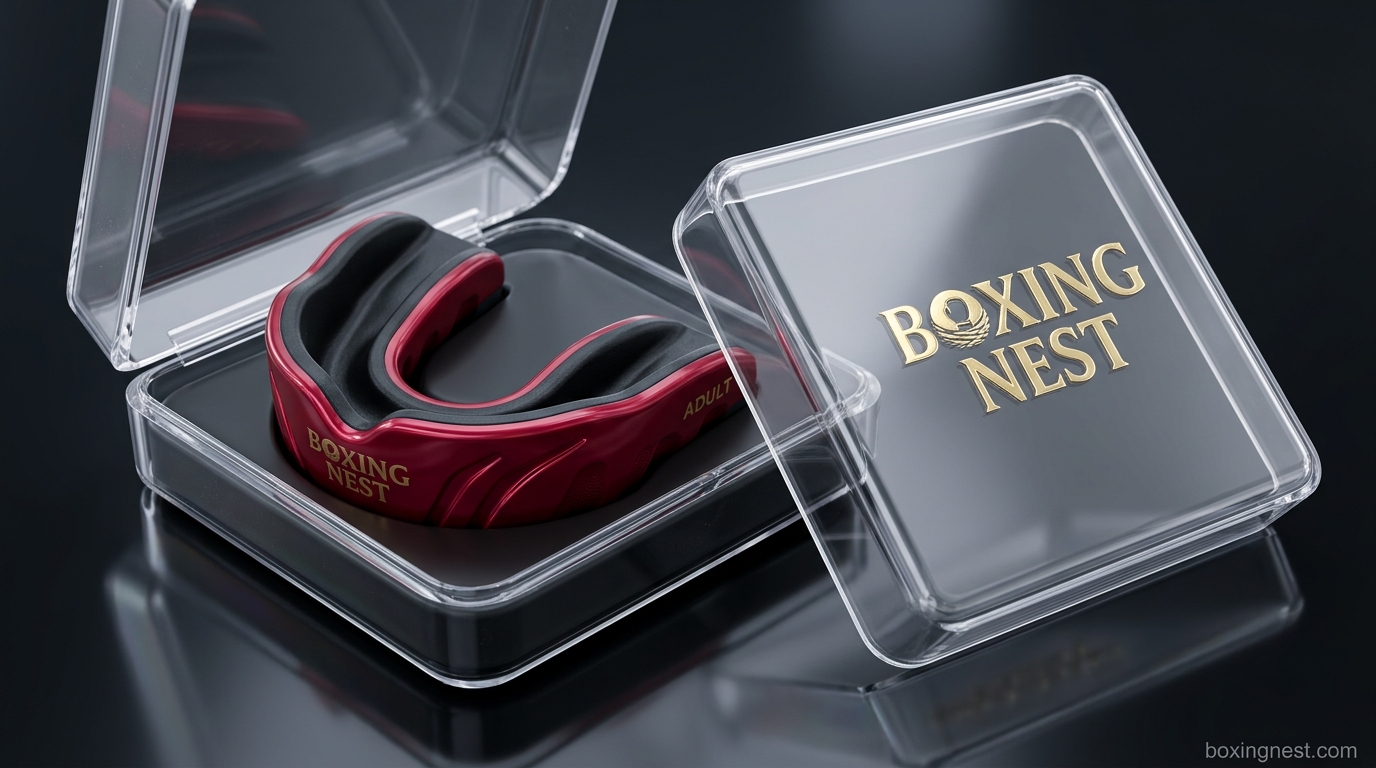 Dual-density Boxing Nest professional mouth guard in clear protective case