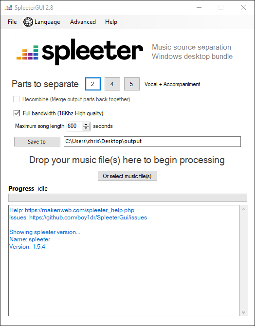 SpleeterGui 主界面