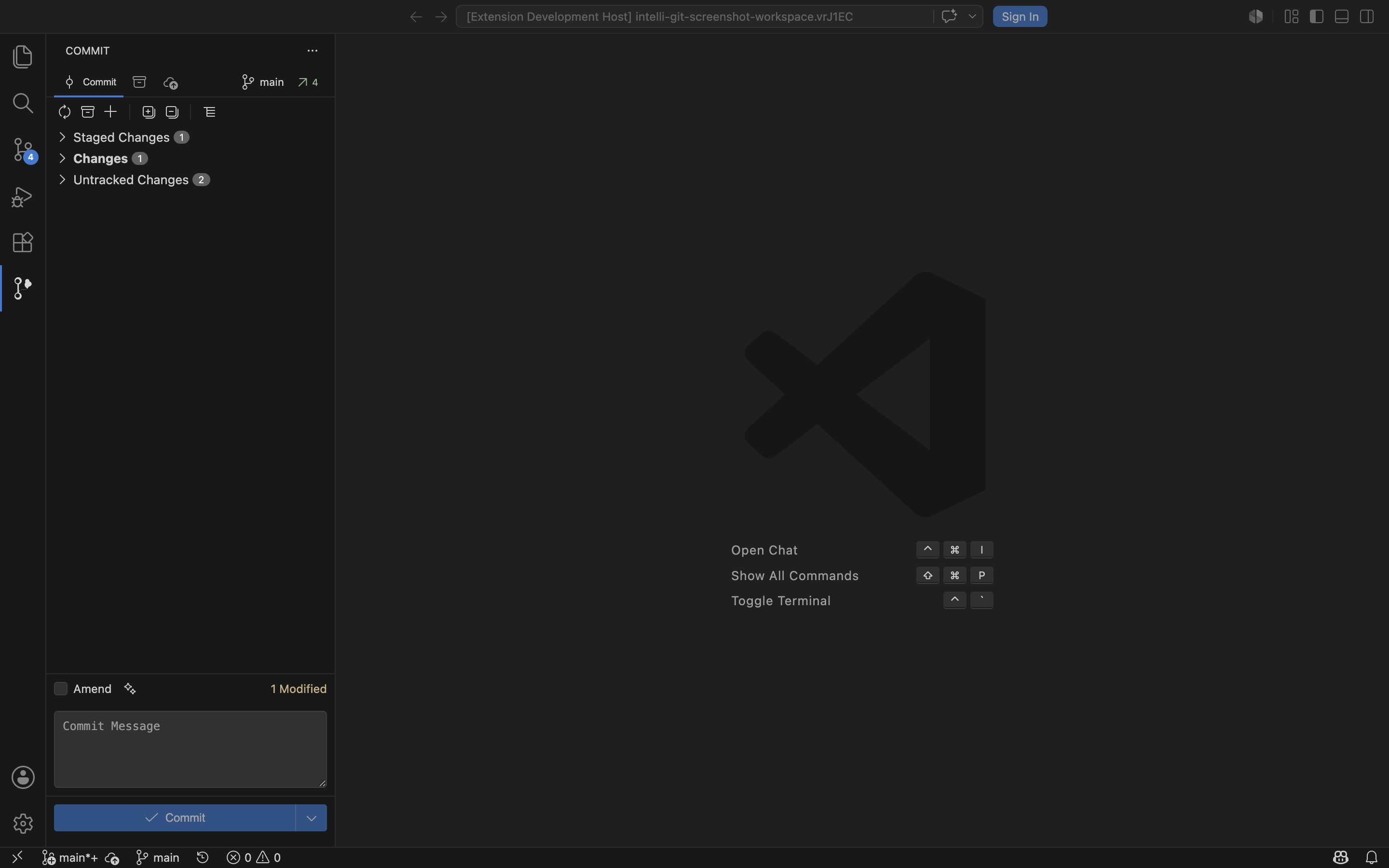 Intelli Git commit view in staged mode