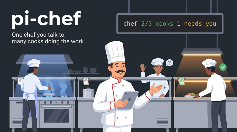 pi-chef: one chef you talk to, many cooks doing the work