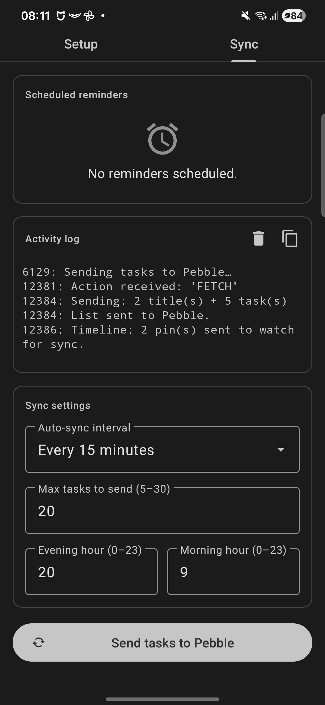Sync tab
