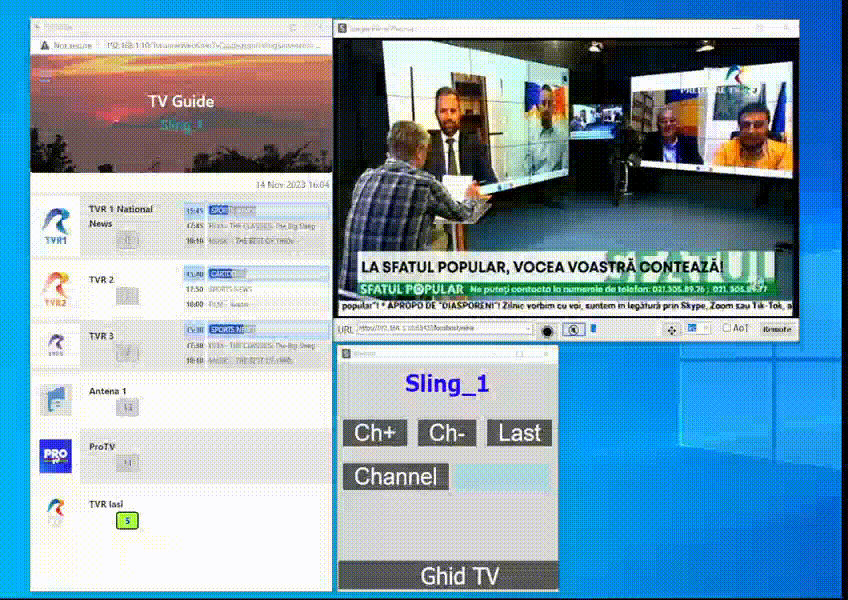 TvGuide integrated with Slinger Player for Windows