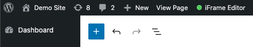iFrame editor mode indicator in the admin bar