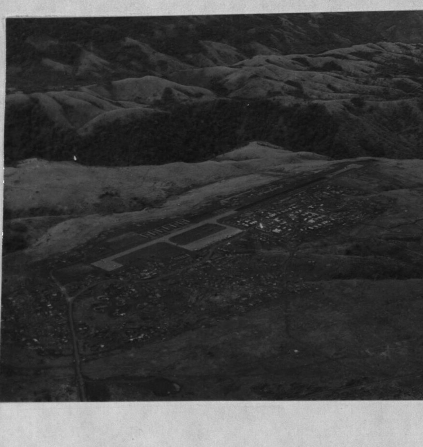 Aerial view of Khe Sanh Combat Base and its airstrip among the hills, 1967