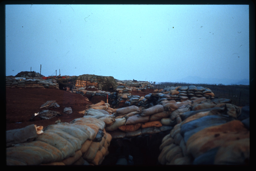 Marines in a trenchline on the Khe Sanh perimeter, 1968