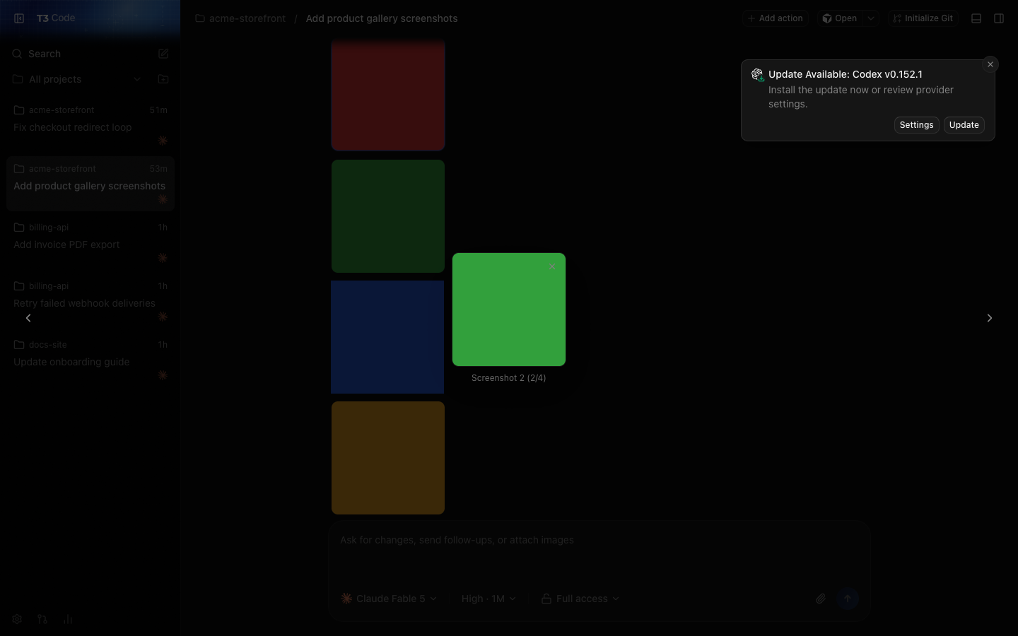Expanded preview showing Screenshot 2 with a 2/4 counter and chevrons