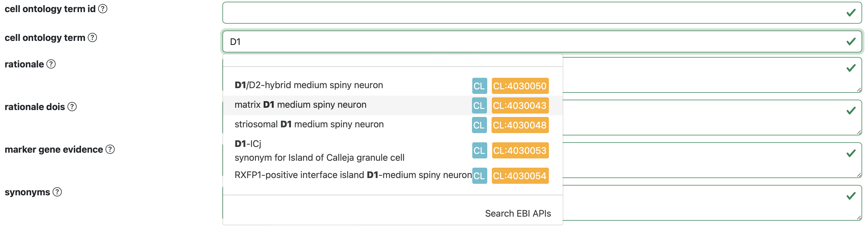 Select cell ontology term