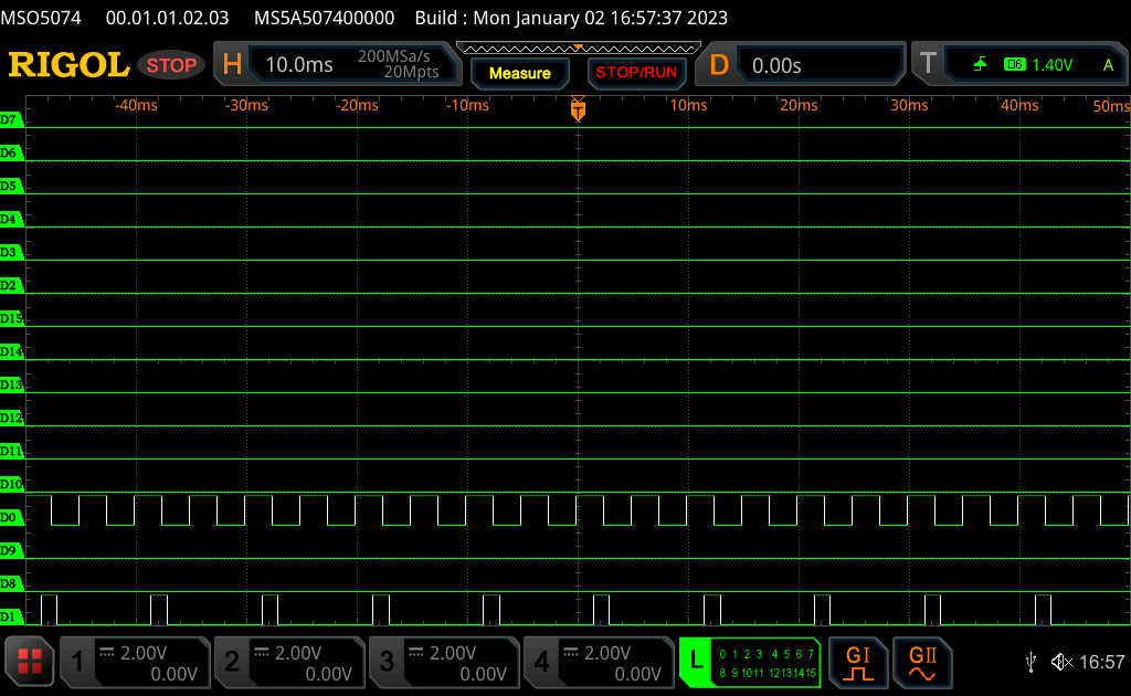 Rigol oscilloscope 100Hz/200Hz baseline signal gen