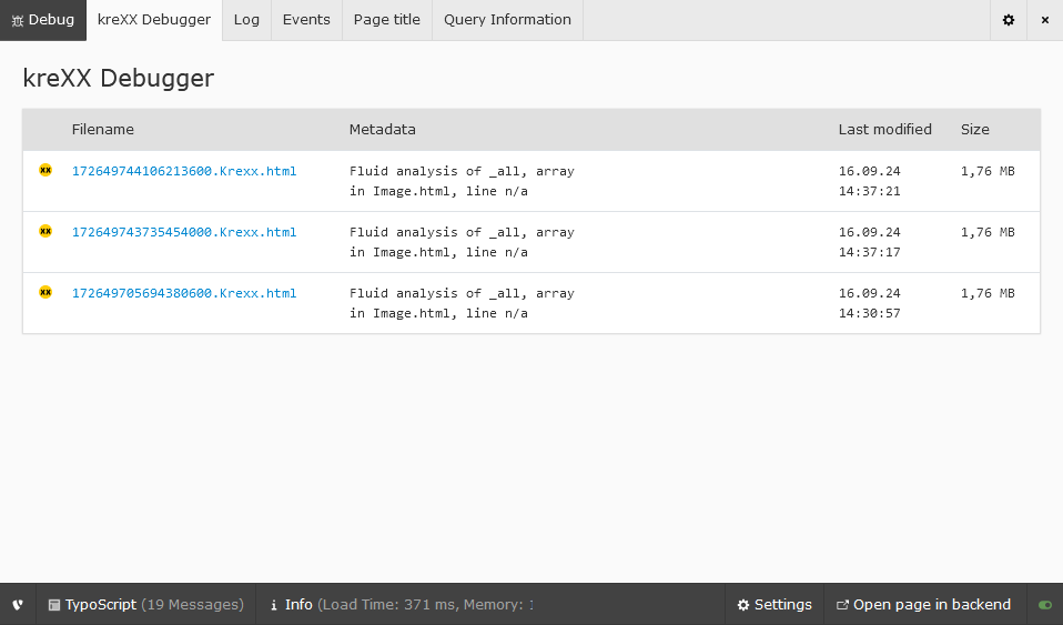 Logfiles in the Admin Panel