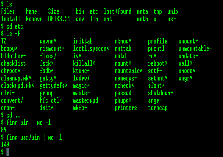 An xterm using the UNIX PC font