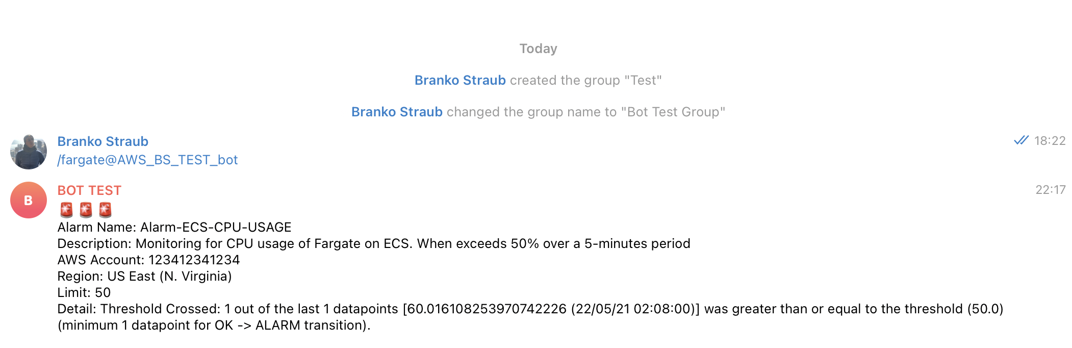 CW Alarm Test