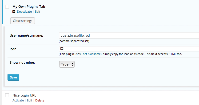 plugins screen