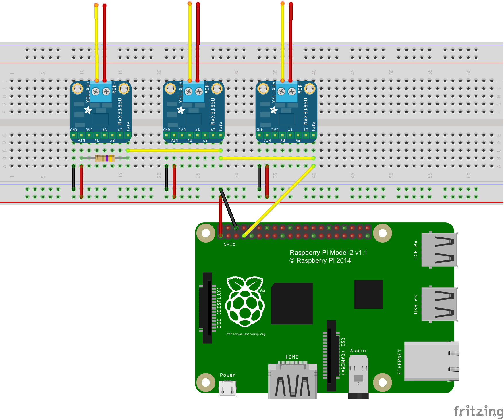 Raspberry Pi + many MAX31850 Thermocouple Amplifiers