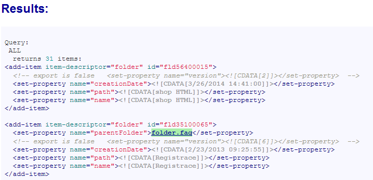 XML syntax highlighting of results (incliding clickable items):