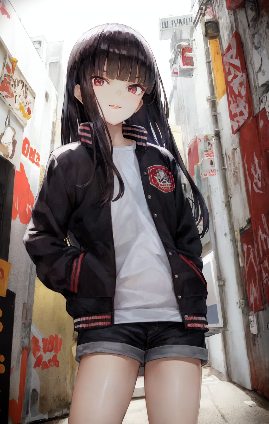A girl with long straight hair in the style of kaoming