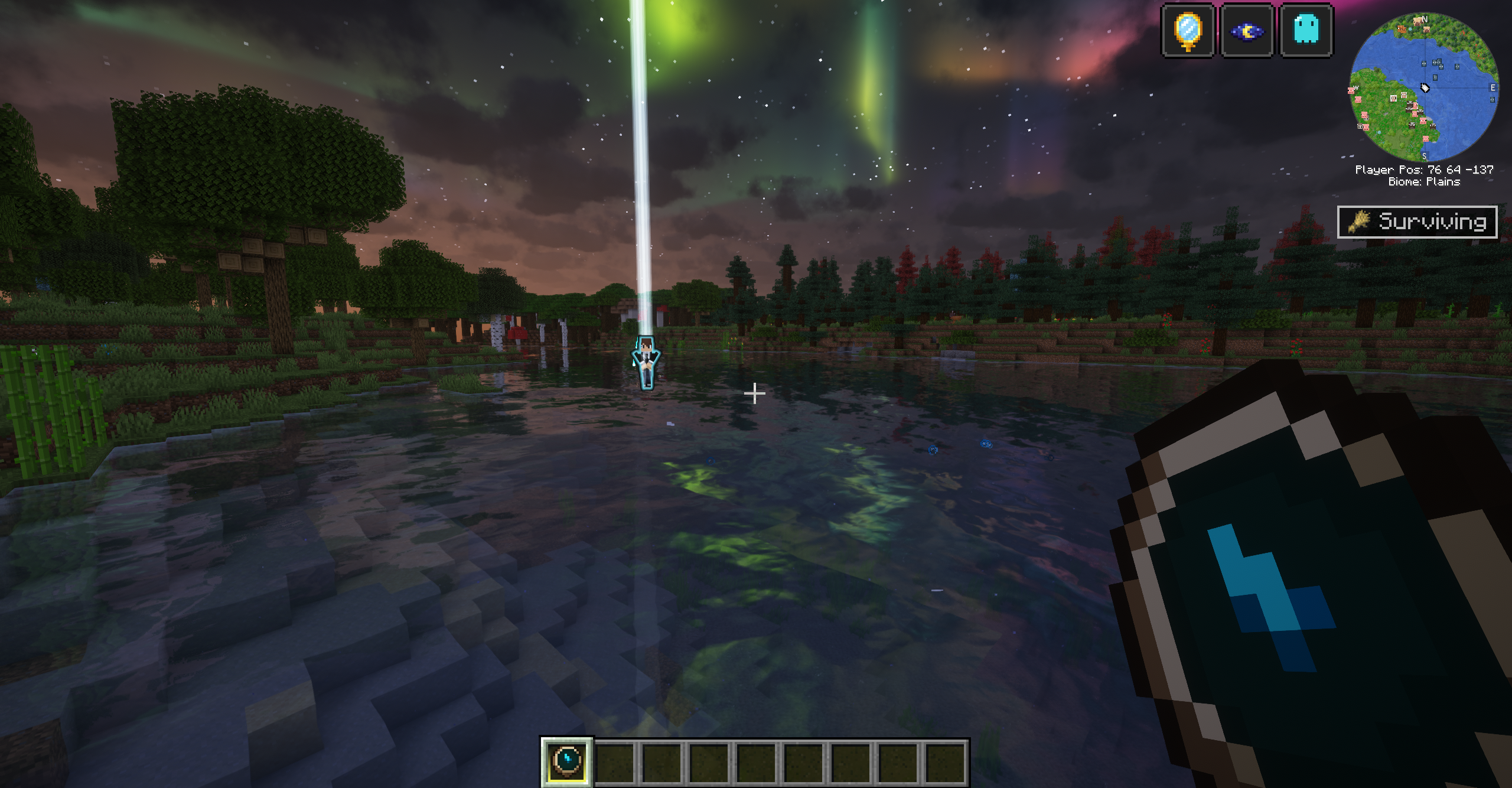 Spirit Ward active: the player invisible while nearby monsters stand passive