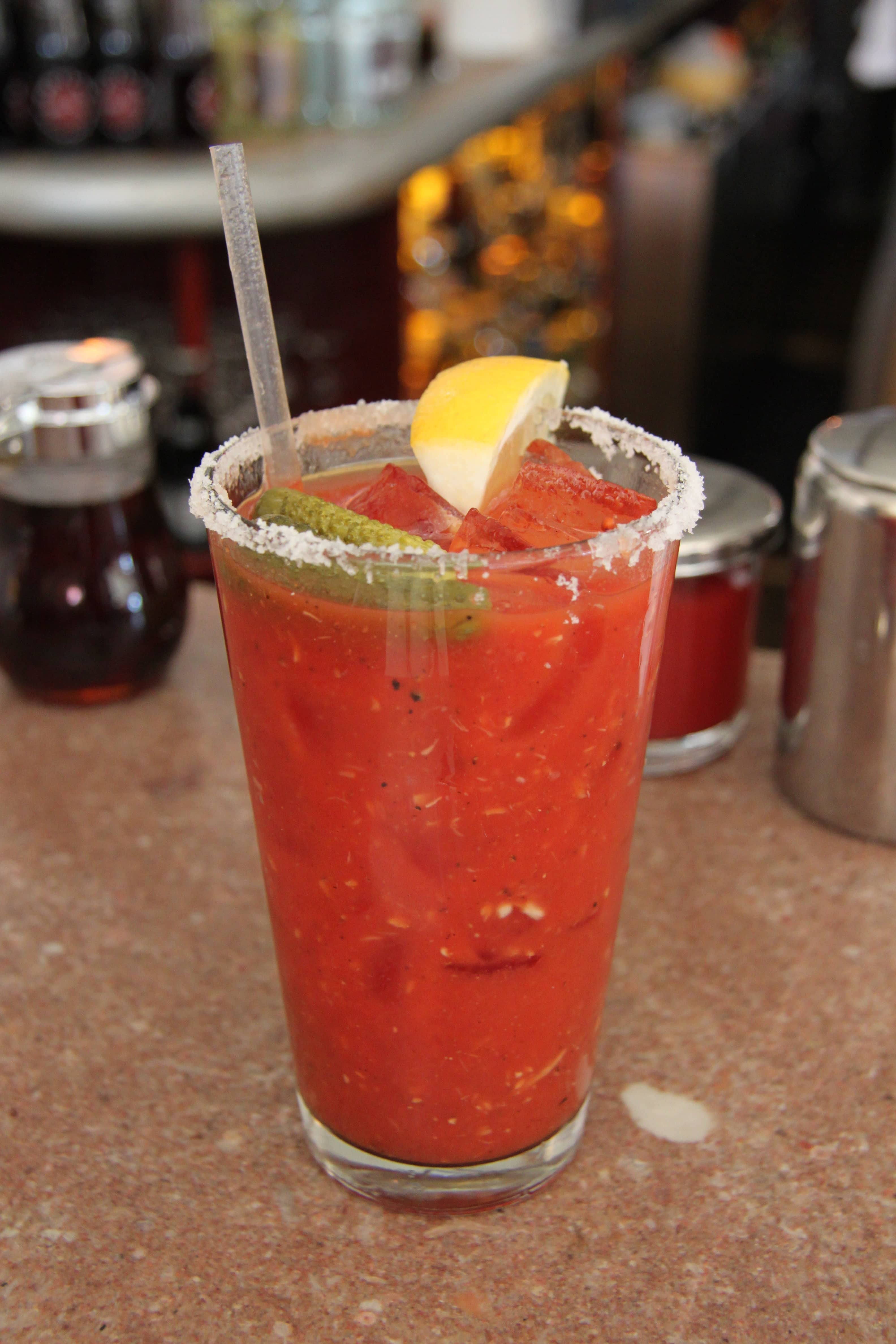 Bloody Mary with cold drink in restaurant