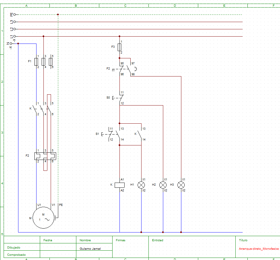 Diagrama de Arranque Direto Monofásico