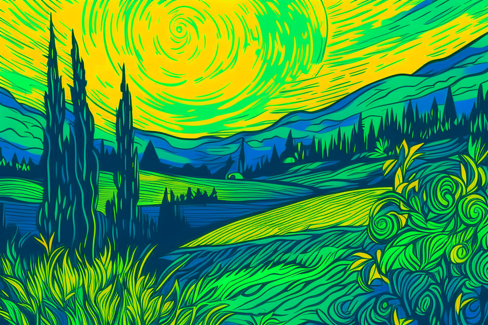 Create a visual concept for our new "EcoFriendly" campaign., Van Gogh style