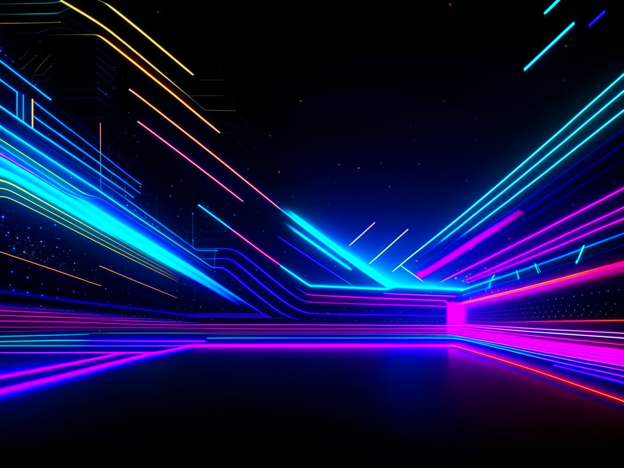 abstract background in dark theme, for video on youtube, engineering community, 3d realistic, soft lines, neon