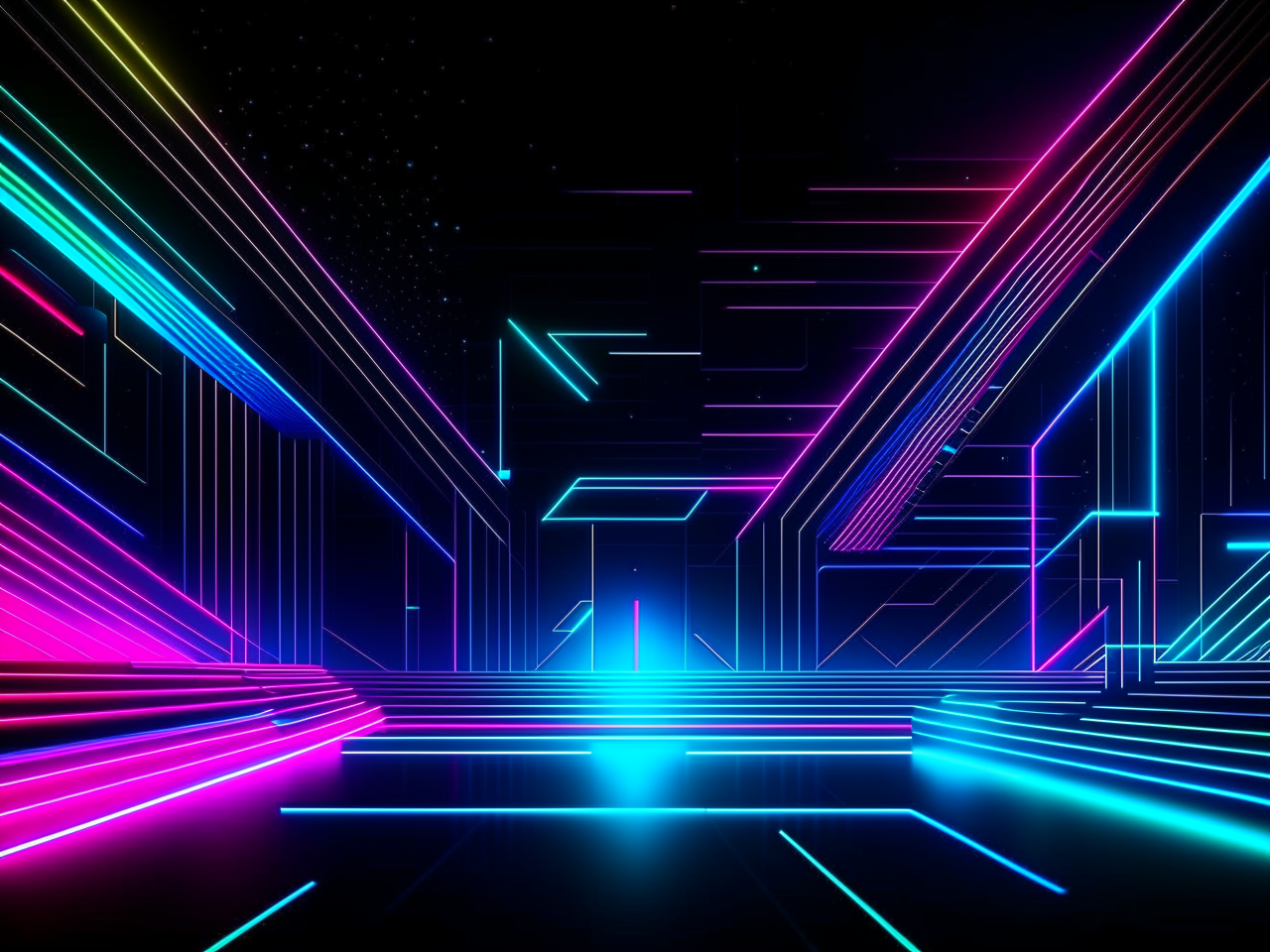 abstract background in dark theme, for video on youtube, engineering community, 3d realistic, soft lines, neon