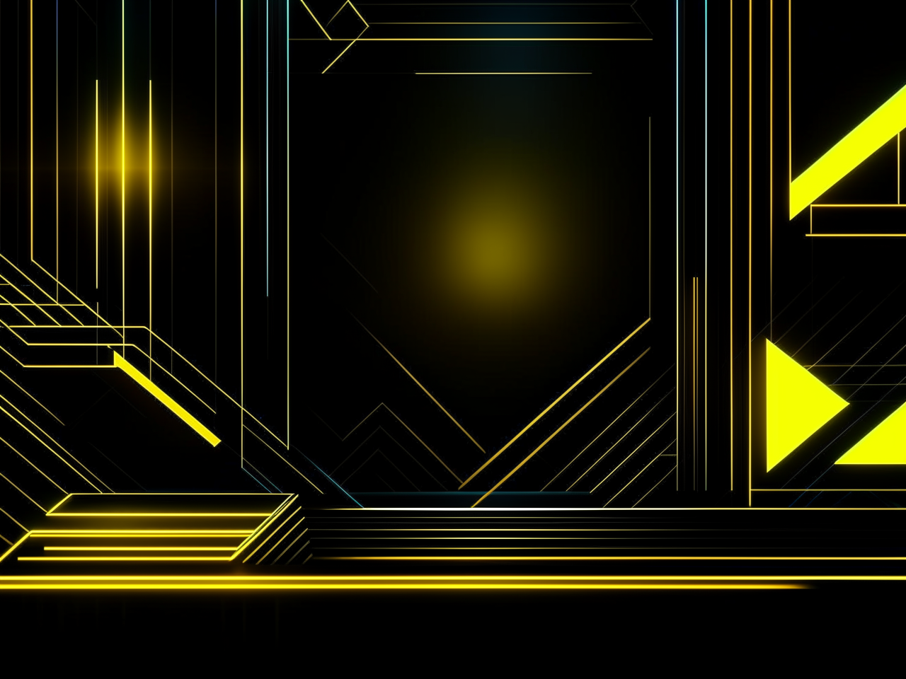 abstract background in dark theme, for video on youtube, engineering community, 3d realistic, shapes, yellow neon elements